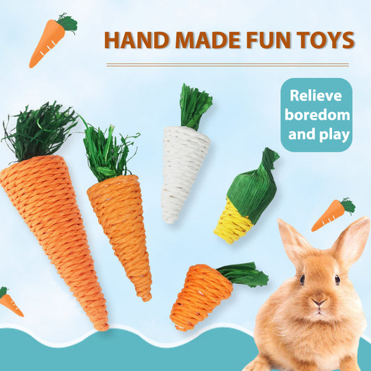 Hamster Rabbit Chew Toy Bite Grind Teeth Toys Corn Carrot Woven Balls